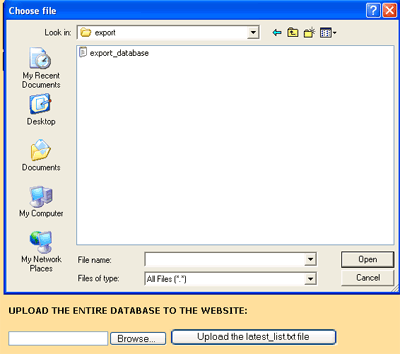 Screen shot of content management systems