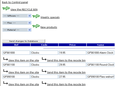 Screen shot of content management systems
