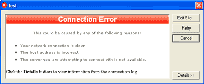 Ipswitch screen display with host name error
