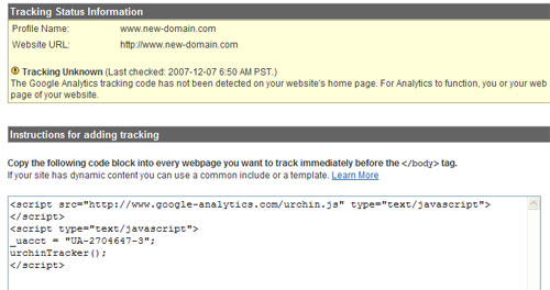 Google Analytics screen shot